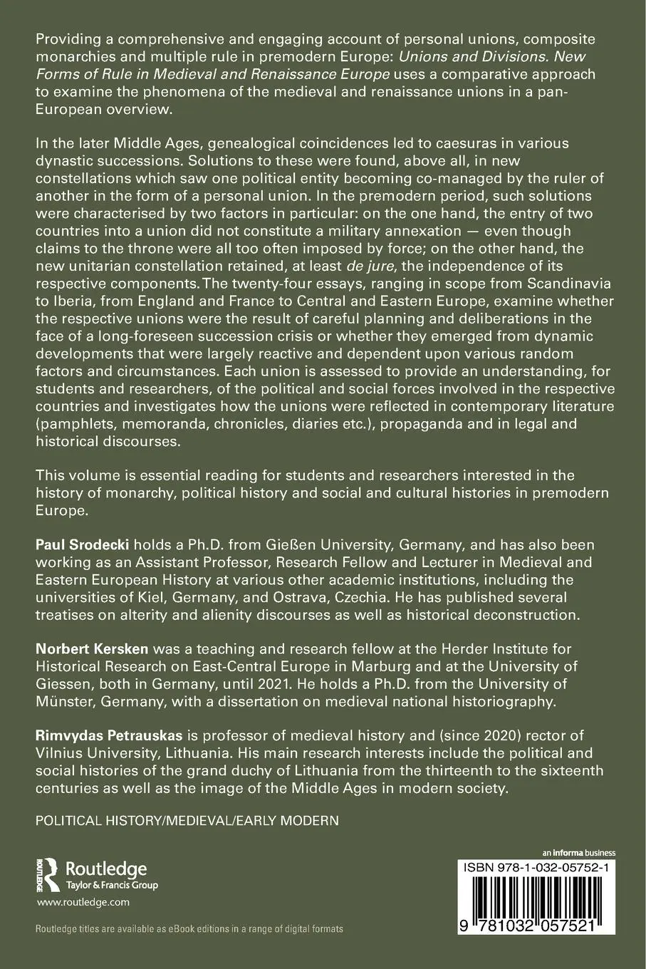 Rückseite: 9781032057521 | Unions and Divisions | Paul Srodecki (u. a.) | Taschenbuch | Englisch