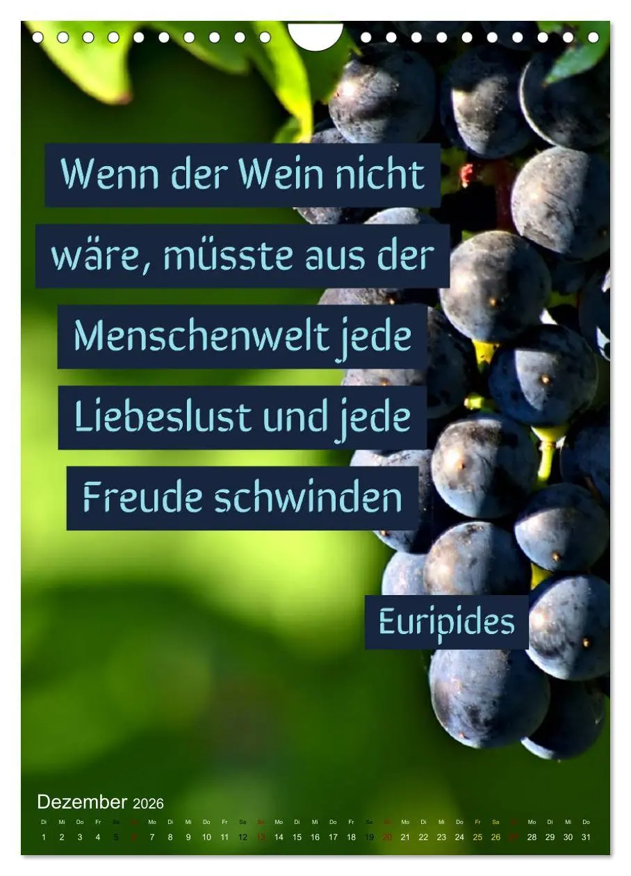 Bild: 9783516377521 | WEIN Weisheiten und Sprichworte (Wandkalender 2026 DIN A4 hoch),...
