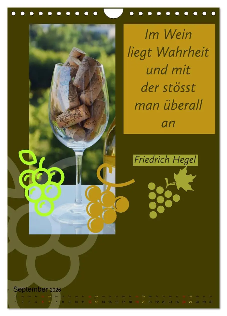 Bild: 9783516377521 | WEIN Weisheiten und Sprichworte (Wandkalender 2026 DIN A4 hoch),...