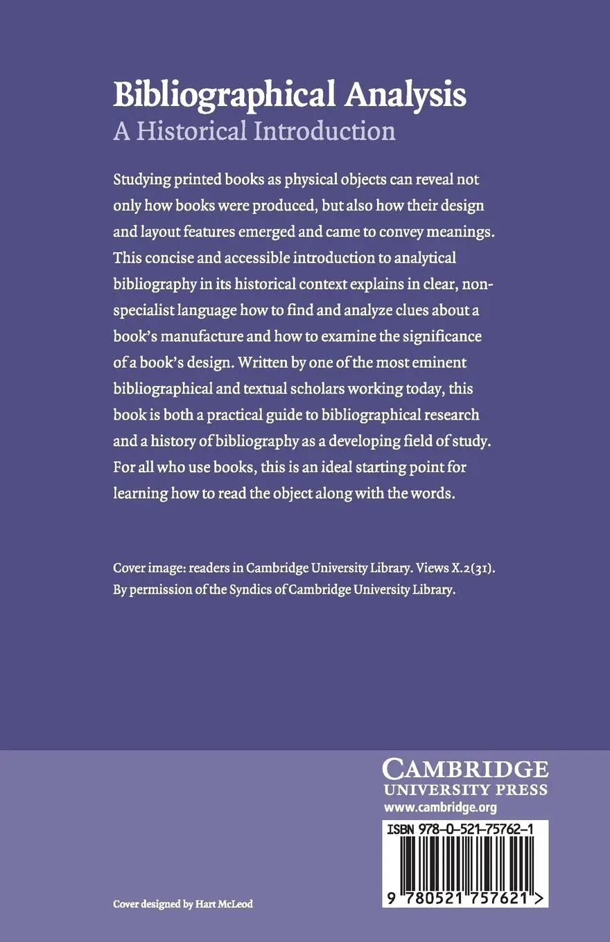 Rückseite: 9780521757621 | Bibliographical Analysis | G. Thomas Tanselle | Taschenbuch | Englisch