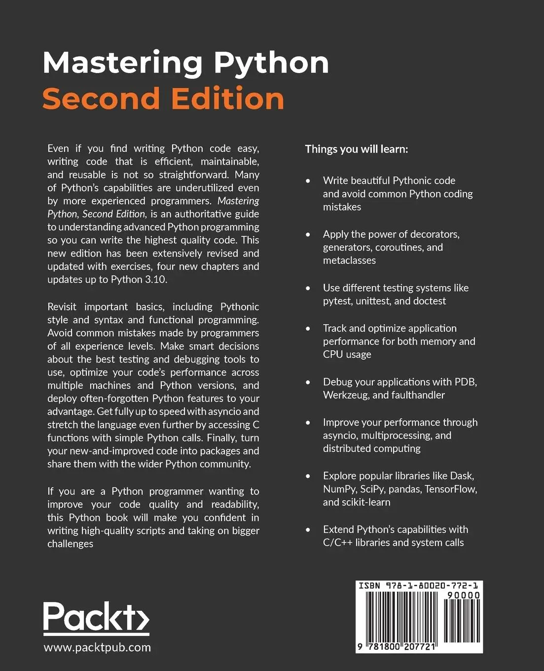 Rückseite: 9781800207721 | Mastering Python - Second Edition | Rick van Hattem | Taschenbuch