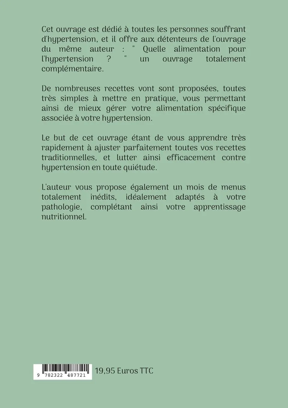 Rückseite: 9782322487721 | Recettes et menus pour l'hypertension. | Cédric Menard | Taschenbuch