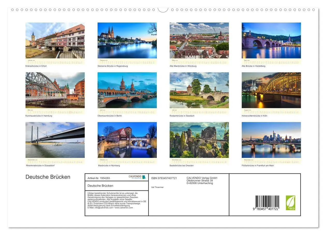 Bild: 9783457407721 | Deutsche Brücken (hochwertiger Premium Wandkalender 2026 DIN A2...