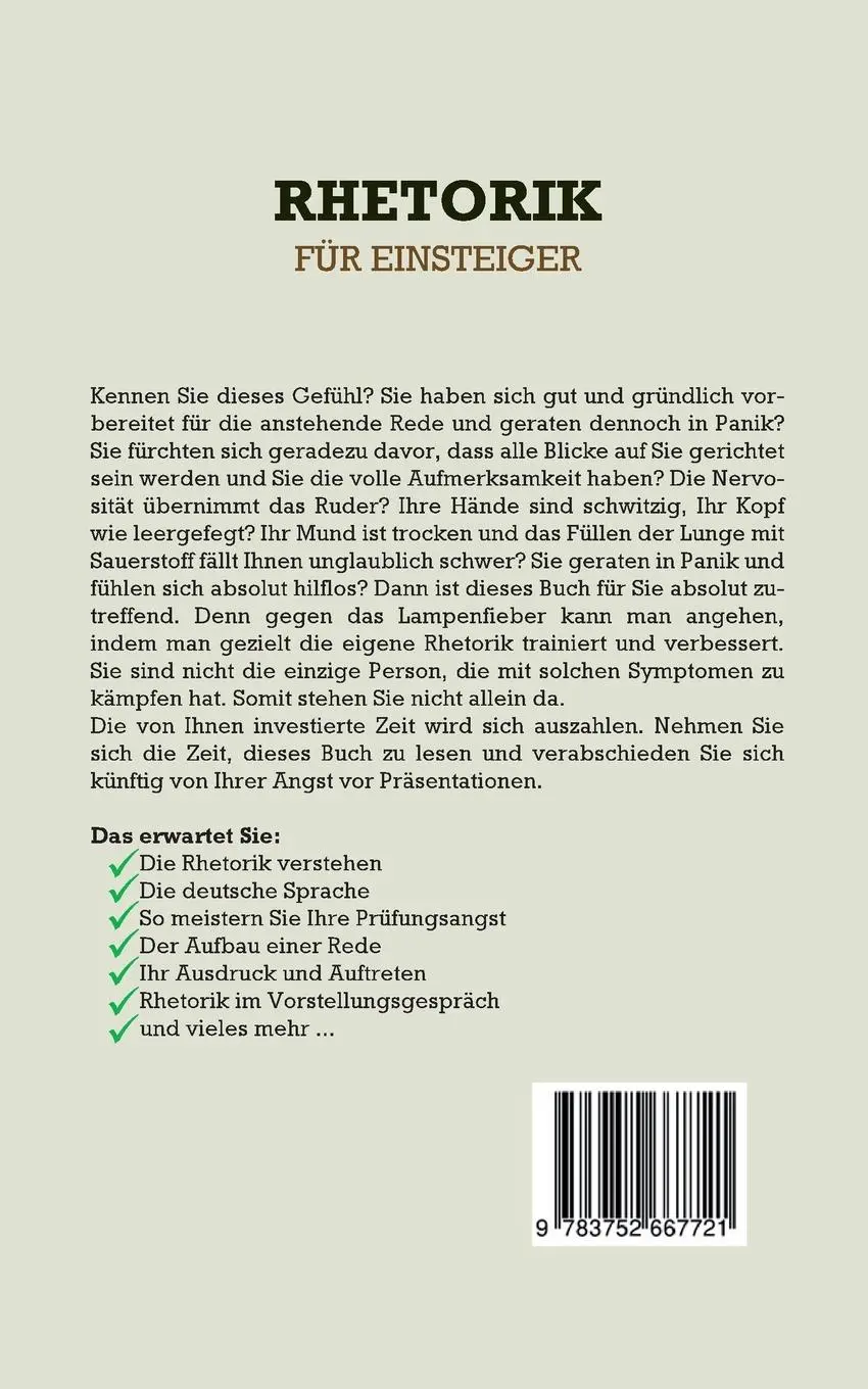 Rückseite: 9783752667721 | Rhetorik für Einsteiger: Wie Sie die Kunst der Kommunikation...