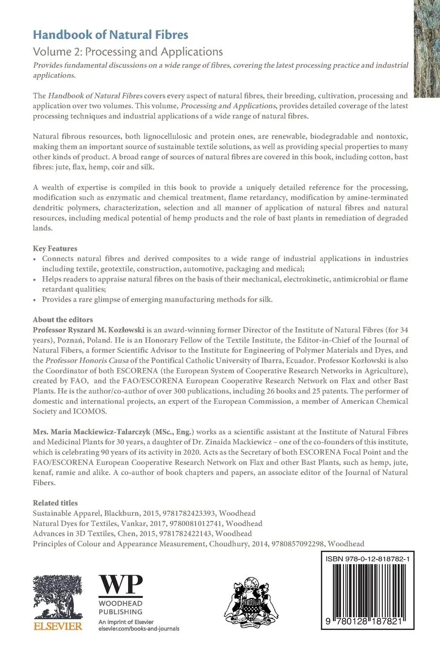 Rückseite: 9780128187821 | Handbook of Natural Fibres | Volume 2: Processing and Applications