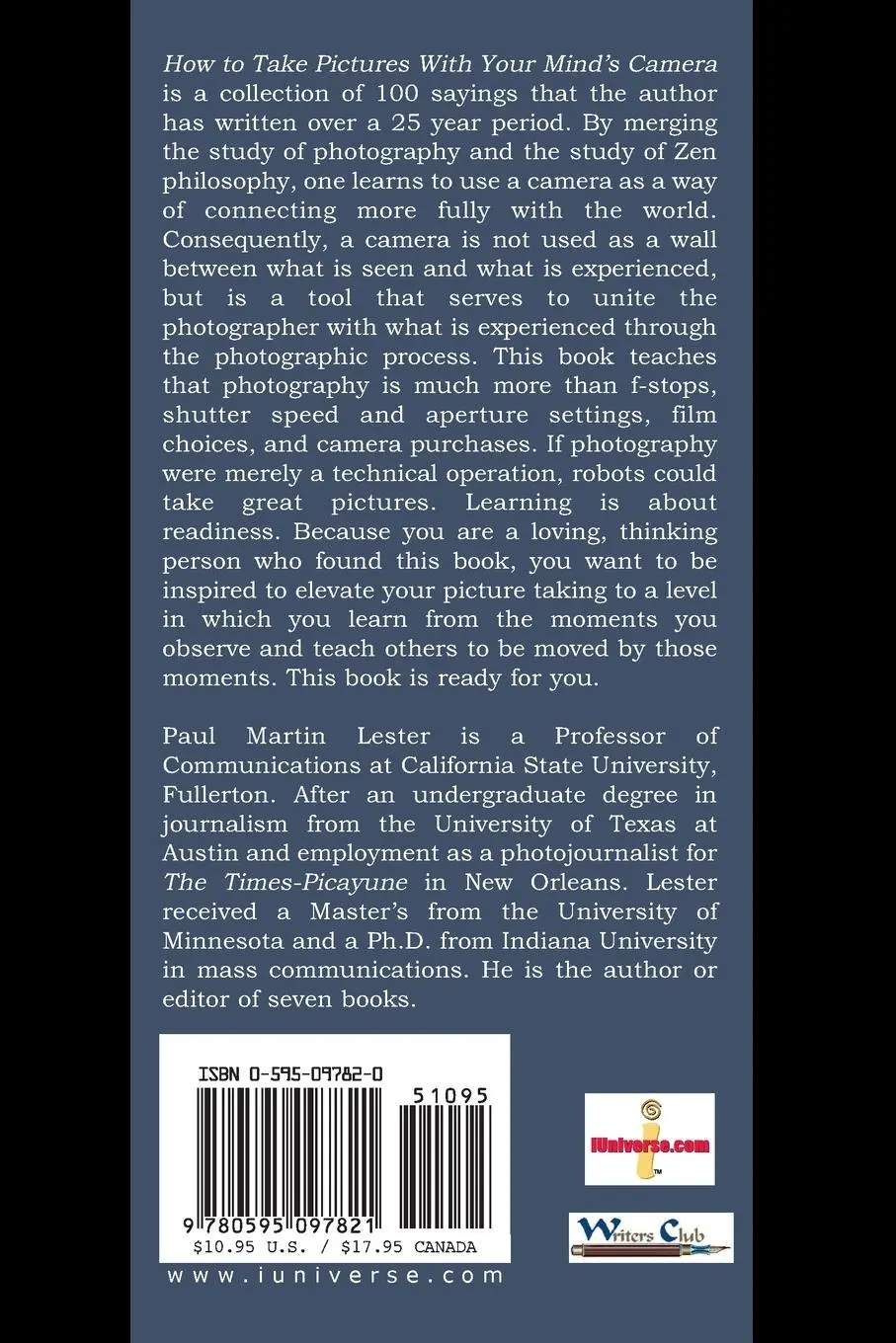 Rückseite: 9780595097821 | The Zen of Photography | How to Take Pictures with Your Mind's Camera