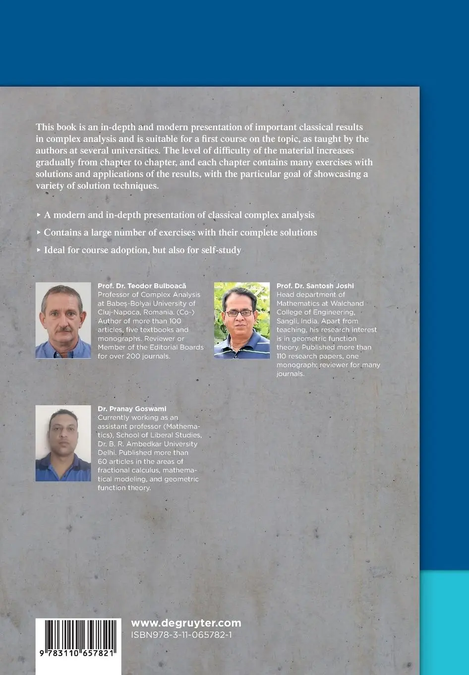 Rückseite: 9783110657821 | Complex Analysis | Theory and Applications | Teodor Bulboac¿ (u. a.)