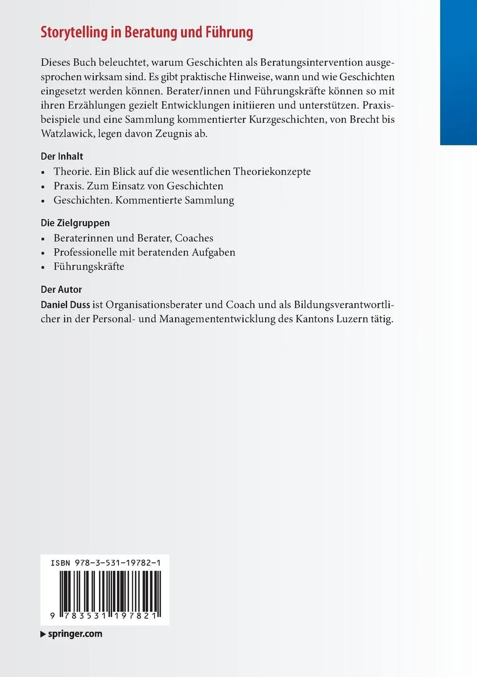 Rückseite: 9783531197821 | Storytelling in Beratung und Führung | Theorie. Praxis. Geschichten.