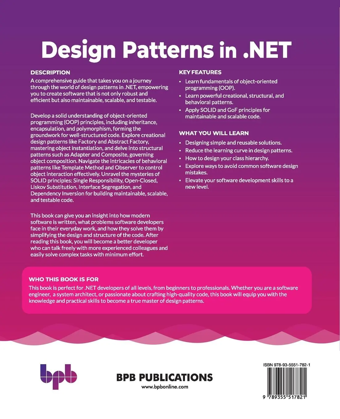 Rückseite: 9789355517821 | Design Patterns in .NET | Timur Yaroshenko | Taschenbuch | Englisch