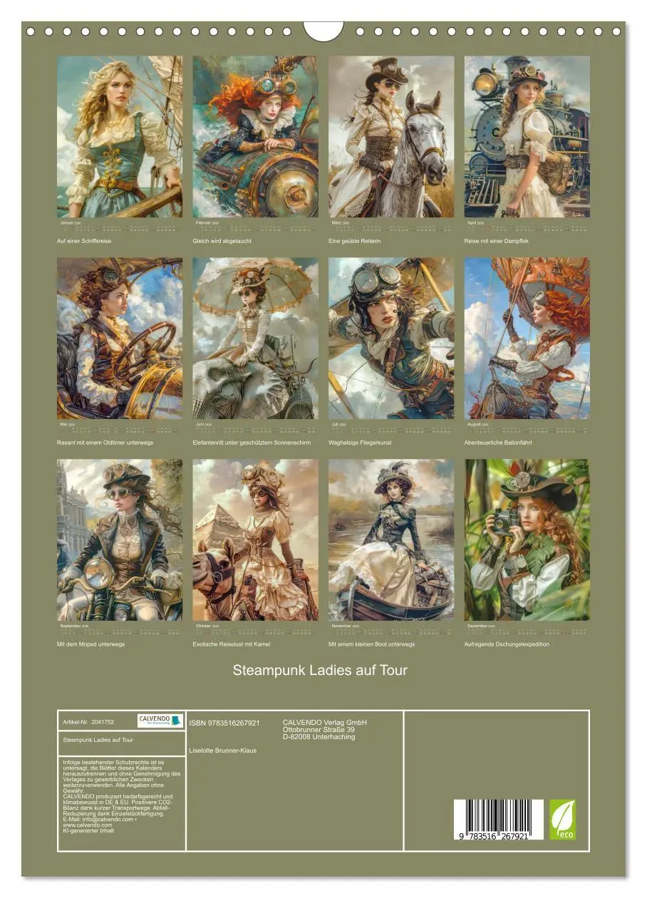 Bild: 9783516267921 | Steampunk Ladies auf Tour (Wandkalender 2026 DIN A3 hoch), CALVENDO...