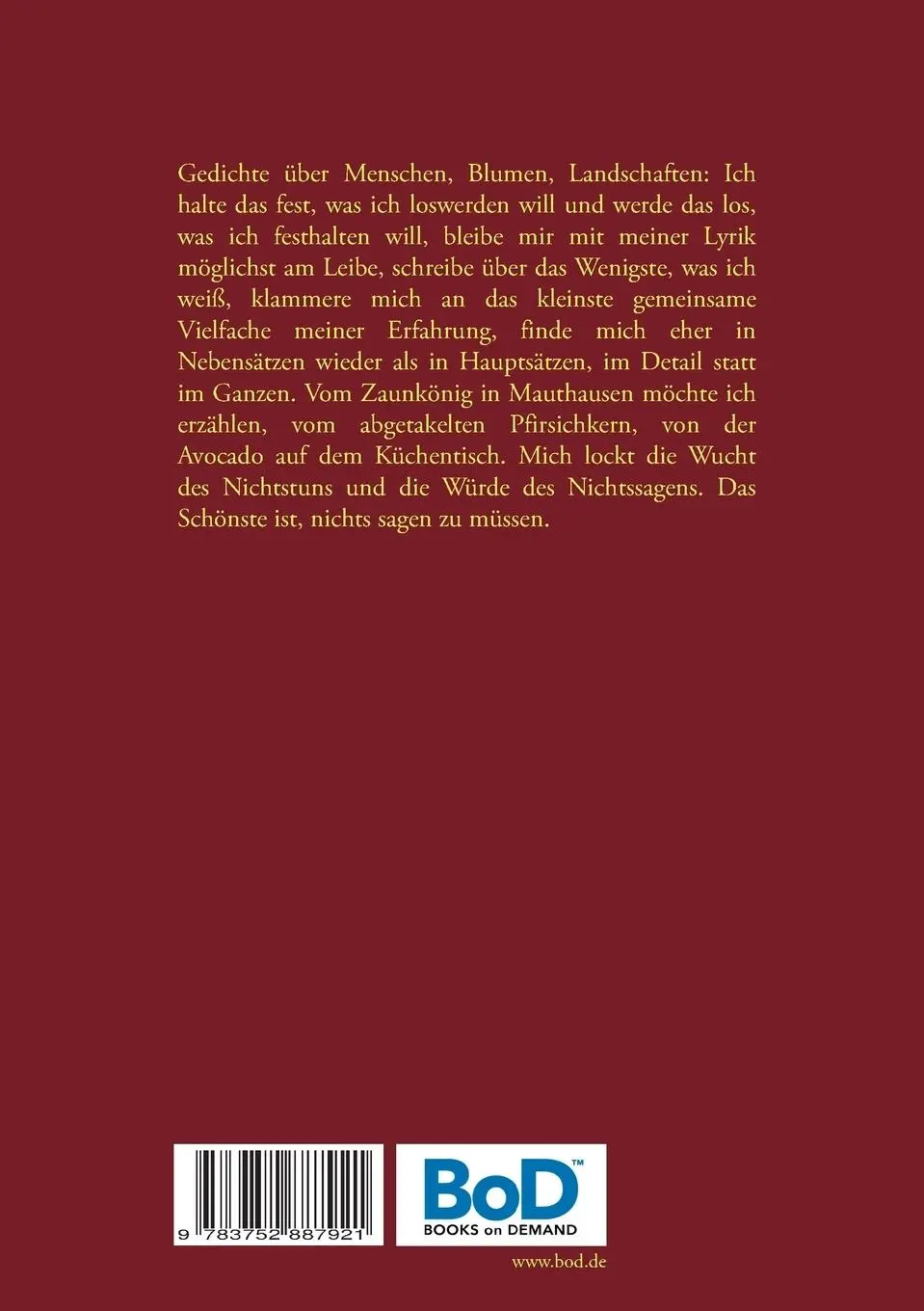 Rückseite: 9783752887921 | Aberglück | Gedichte | Frederike Frei | Taschenbuch | Rote Reihe Lyrik