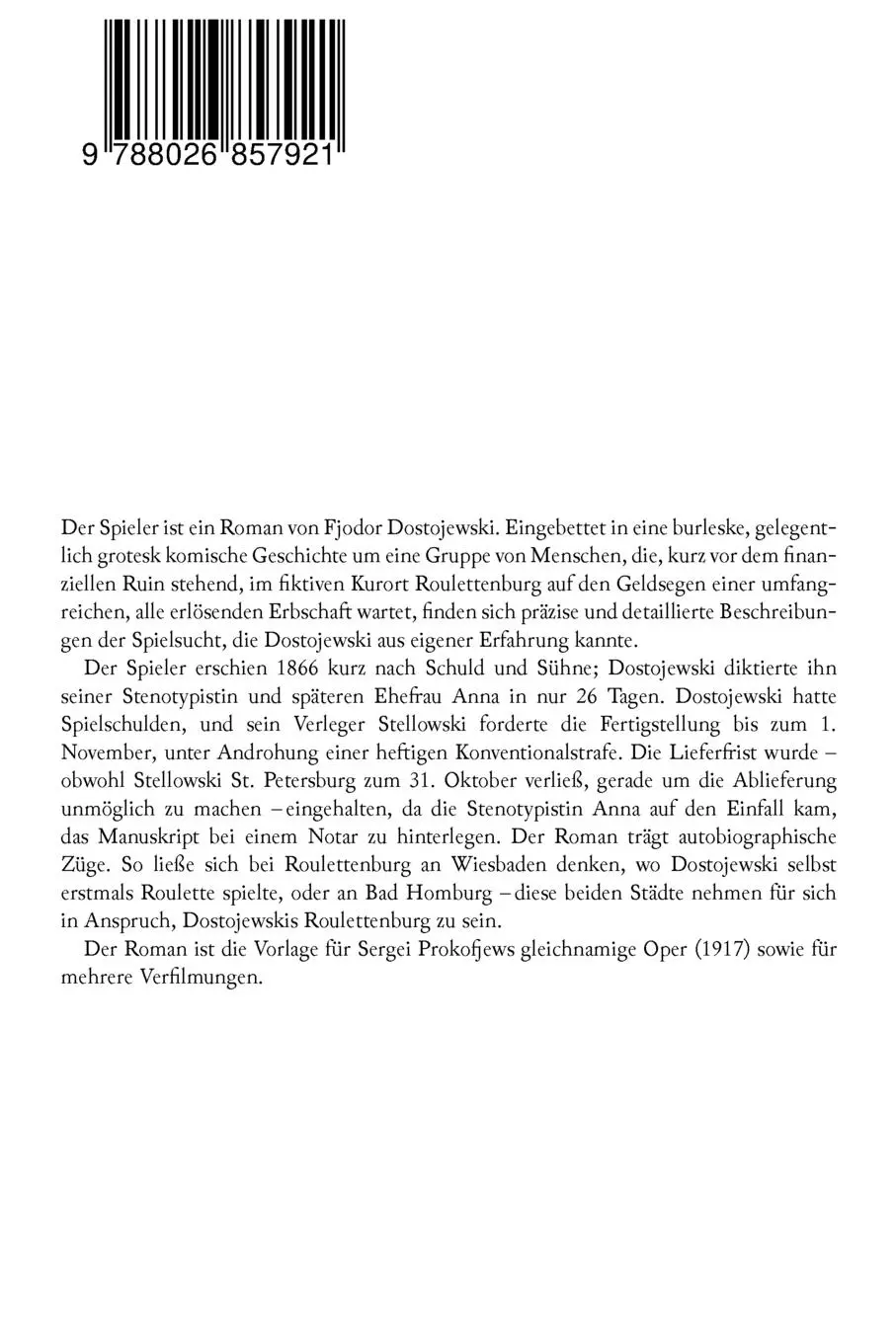 Rückseite: 9788026857921 | Der Spieler | Fjodor Michailowitsch Dostojewski (u. a.) | Taschenbuch
