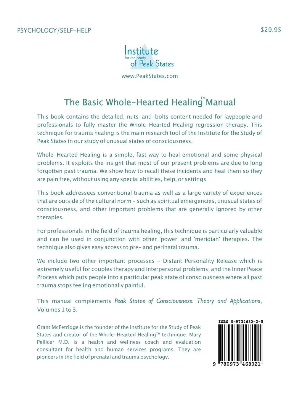 Rückseite: 9780973468021 | The Basic Whole-Hearted Healing Manual | Grant McFetridge (u. a.)