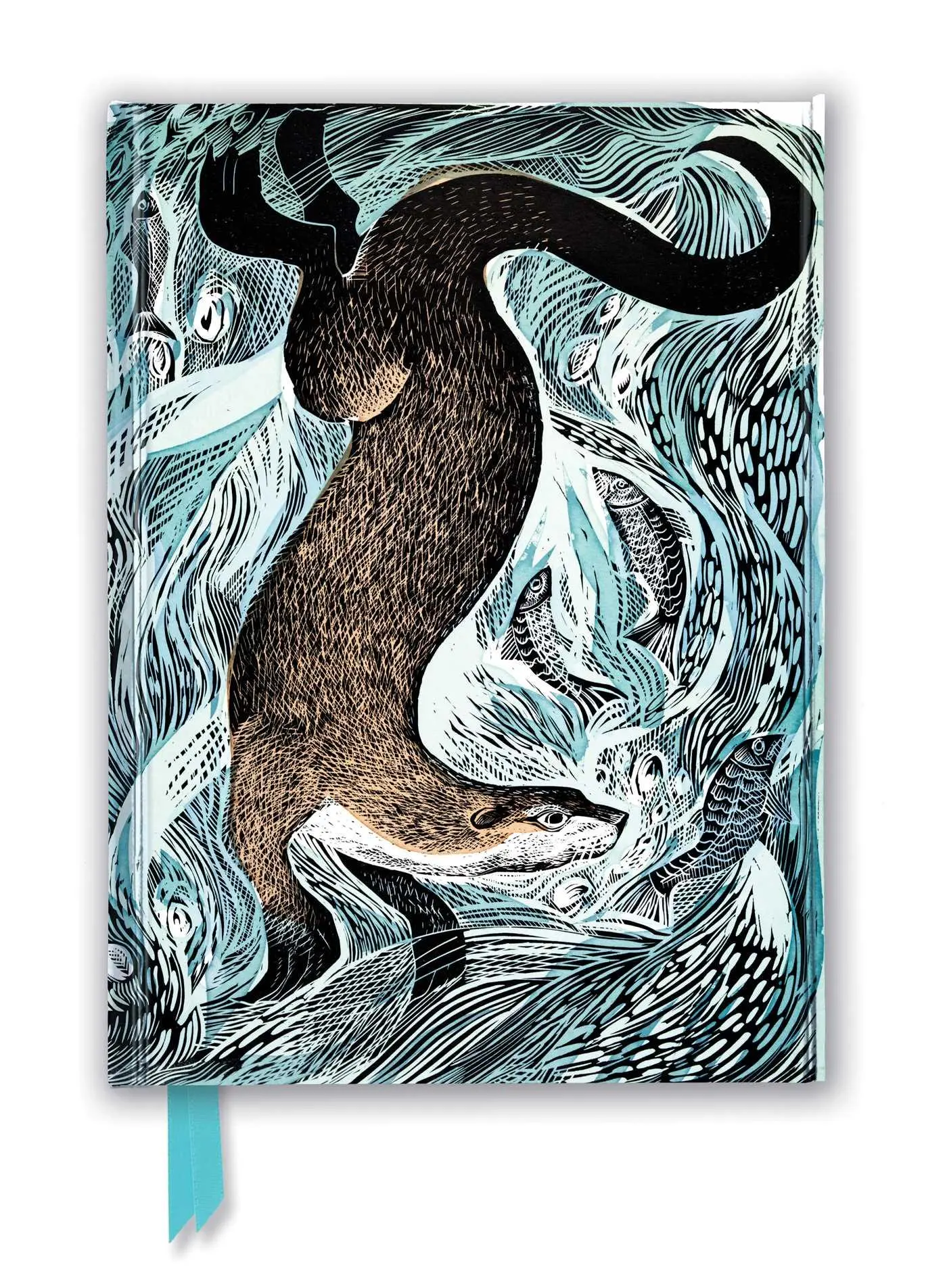 Cover: 9781787558021 | Angela Harding: Fishing Otter (Foiled Journal) | Flame Tree Publishing