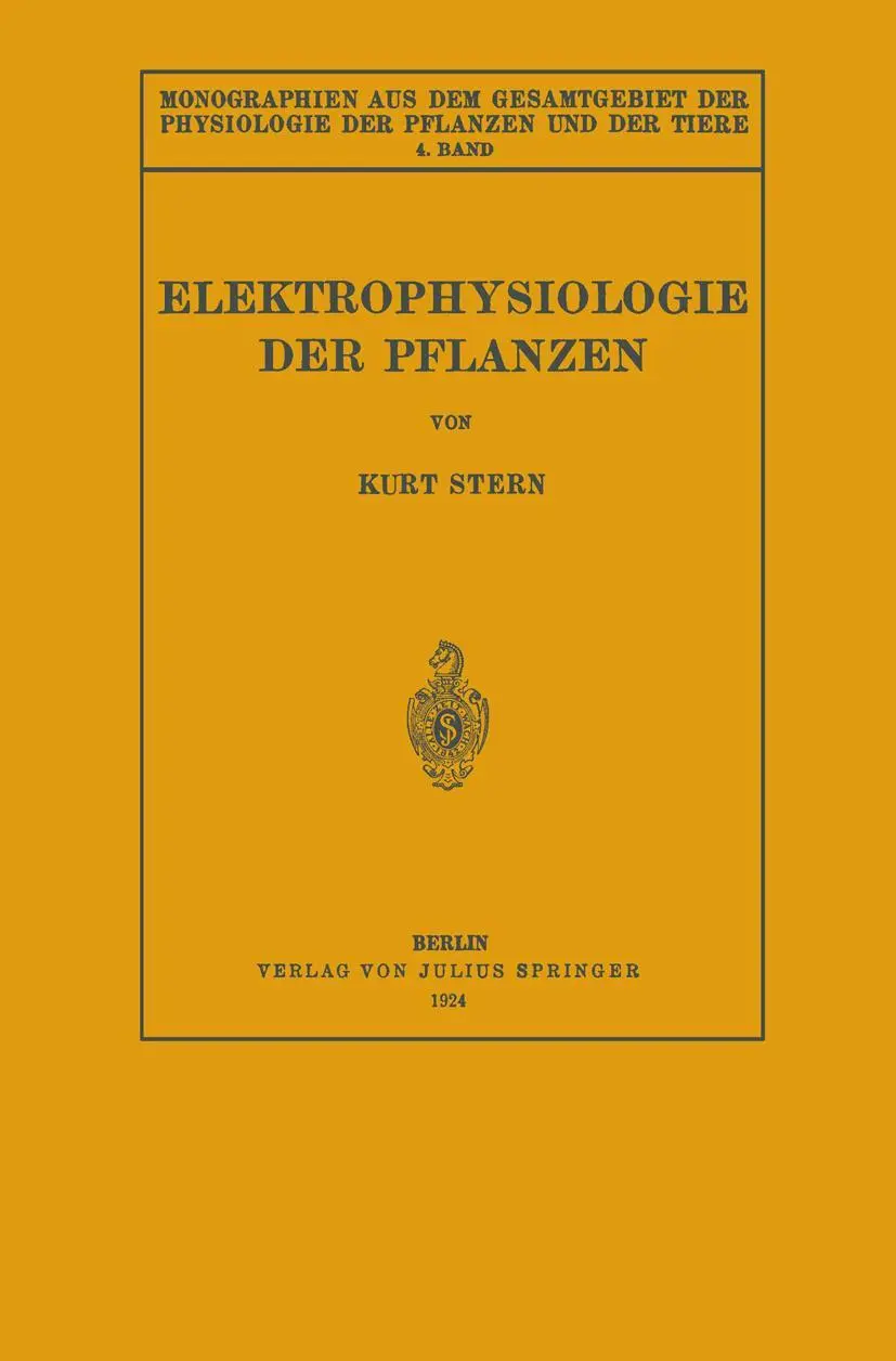 Cover: 9783642888021 | Elektrophysiologie der Pflanzen | Kurt Stern | Taschenbuch | vii