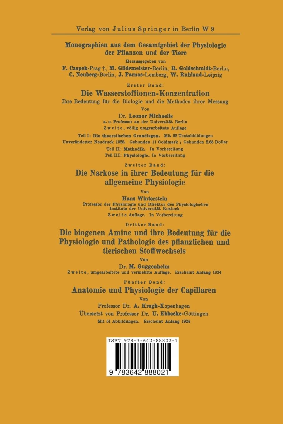 Rückseite: 9783642888021 | Elektrophysiologie der Pflanzen | Kurt Stern | Taschenbuch | vii