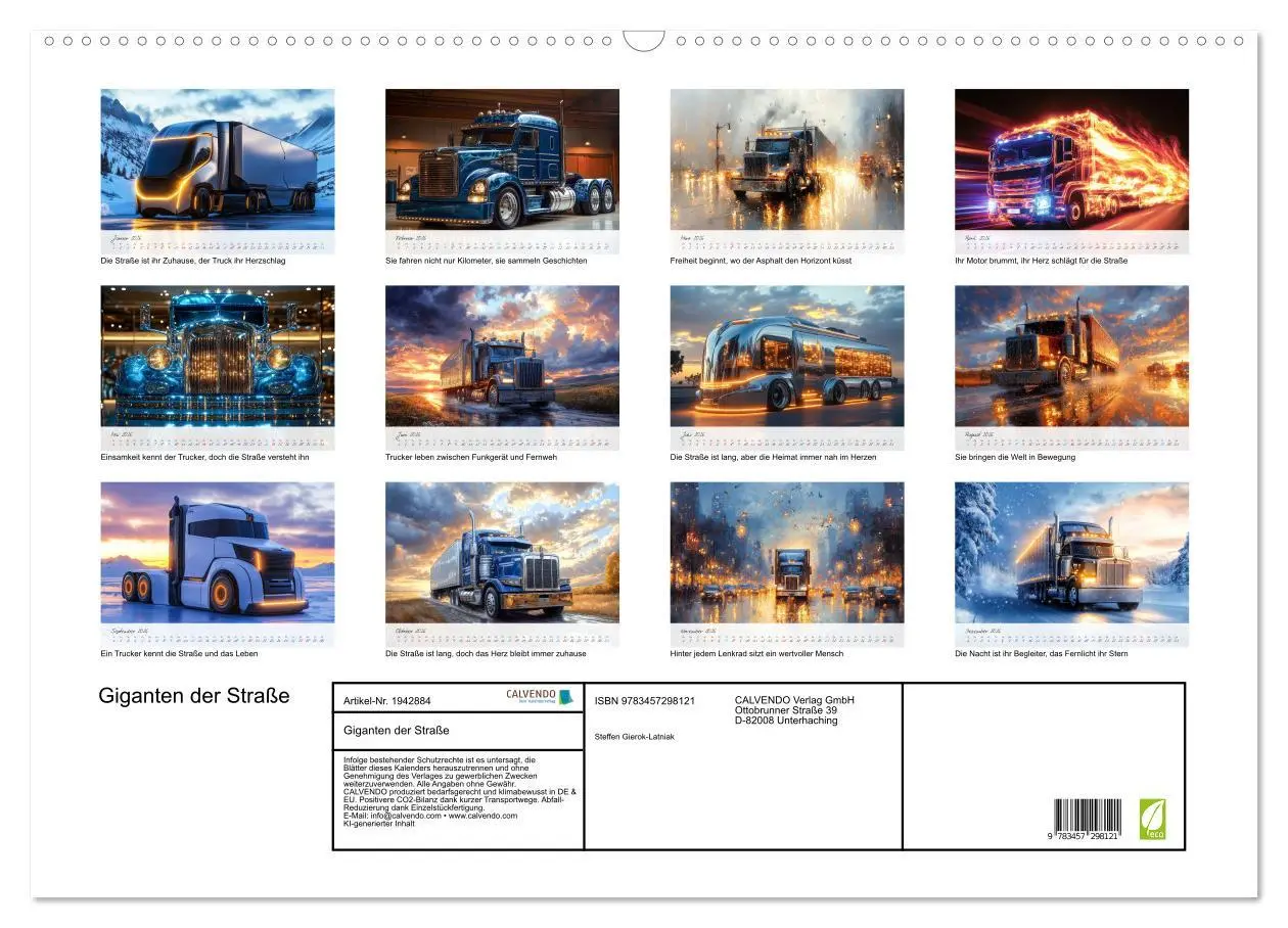 Bild: 9783457298121 | Giganten der Straße (Wandkalender 2026 DIN A2 quer), CALVENDO...