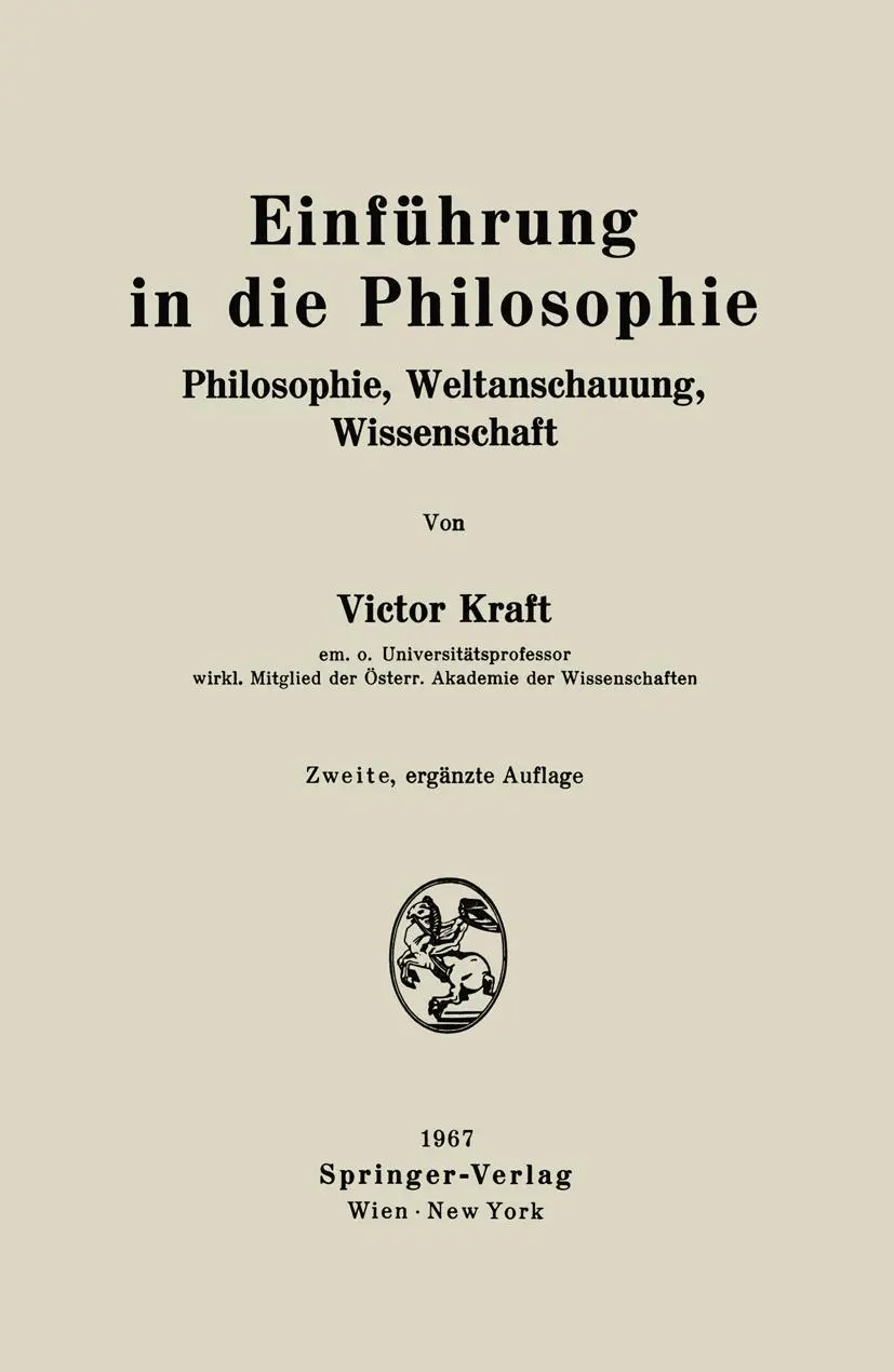 Cover: 9783211808221 | Einführung in die Philosophie | Victor Kraft | Taschenbuch | vi