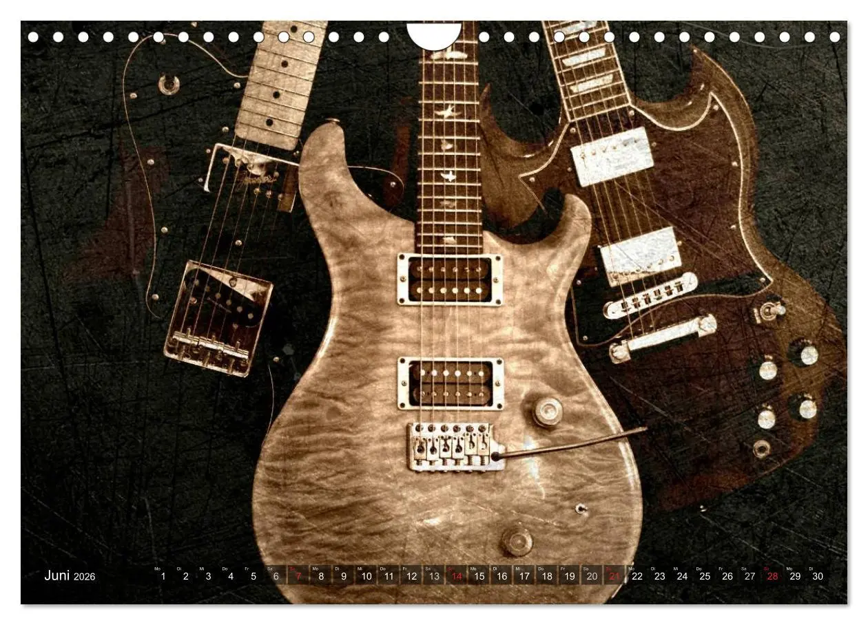 Bild: 9783516138221 | GITARREN Vintage Art (Wandkalender 2026 DIN A4 quer), CALVENDO...