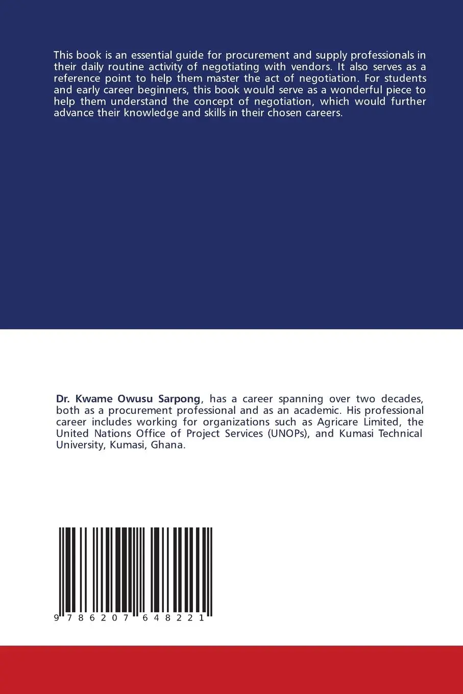 Rückseite: 9786207648221 | Negotiation in Procurement and Supply | Kwame Owusu Sarpong | Buch