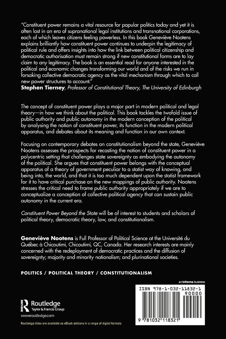 Rückseite: 9781032118321 | Constituent Power Beyond the State | Geneviève Nootens | Taschenbuch