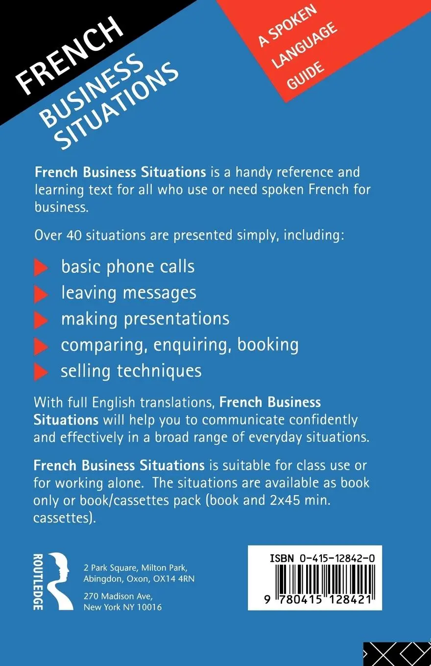 Rückseite: 9780415128421 | French Business Situations | A Spoken Language Guide | Cazorla (u. a.)