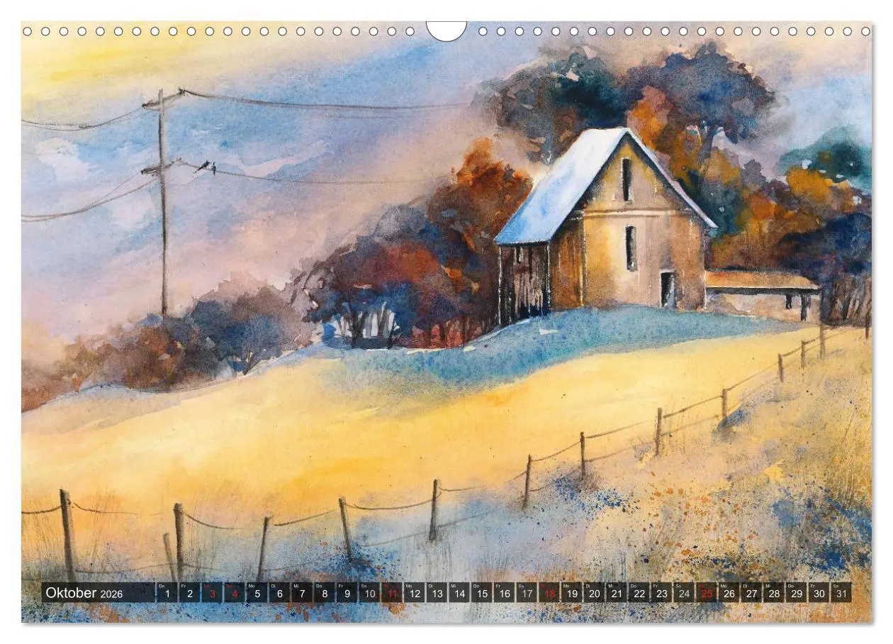 Bild: 9783457958421 | Landschaft in Aquarell (Wandkalender 2026 DIN A3 quer), CALVENDO...