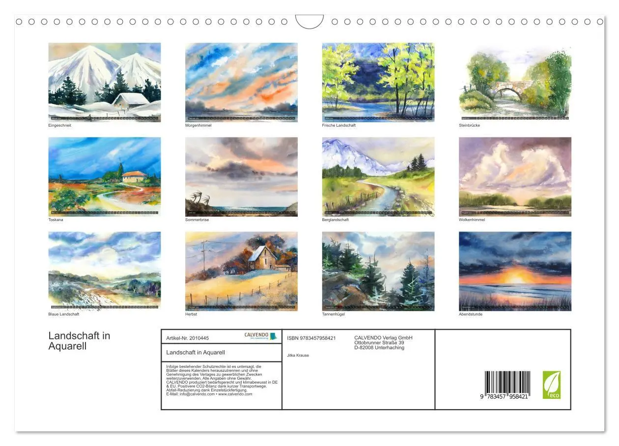 Bild: 9783457958421 | Landschaft in Aquarell (Wandkalender 2026 DIN A3 quer), CALVENDO...