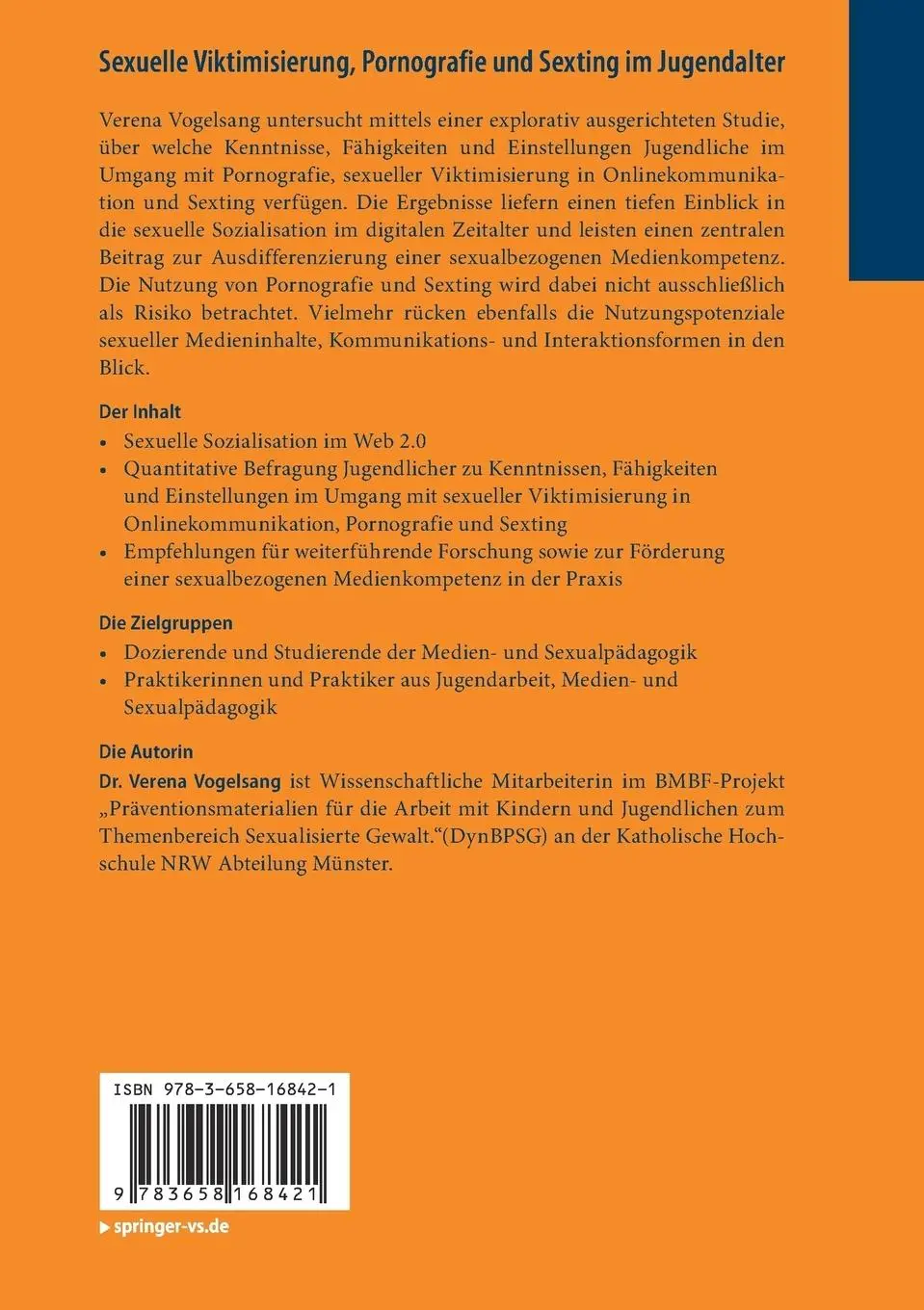 Rückseite: 9783658168421 | Sexuelle Viktimisierung, Pornografie und Sexting im Jugendalter | Buch