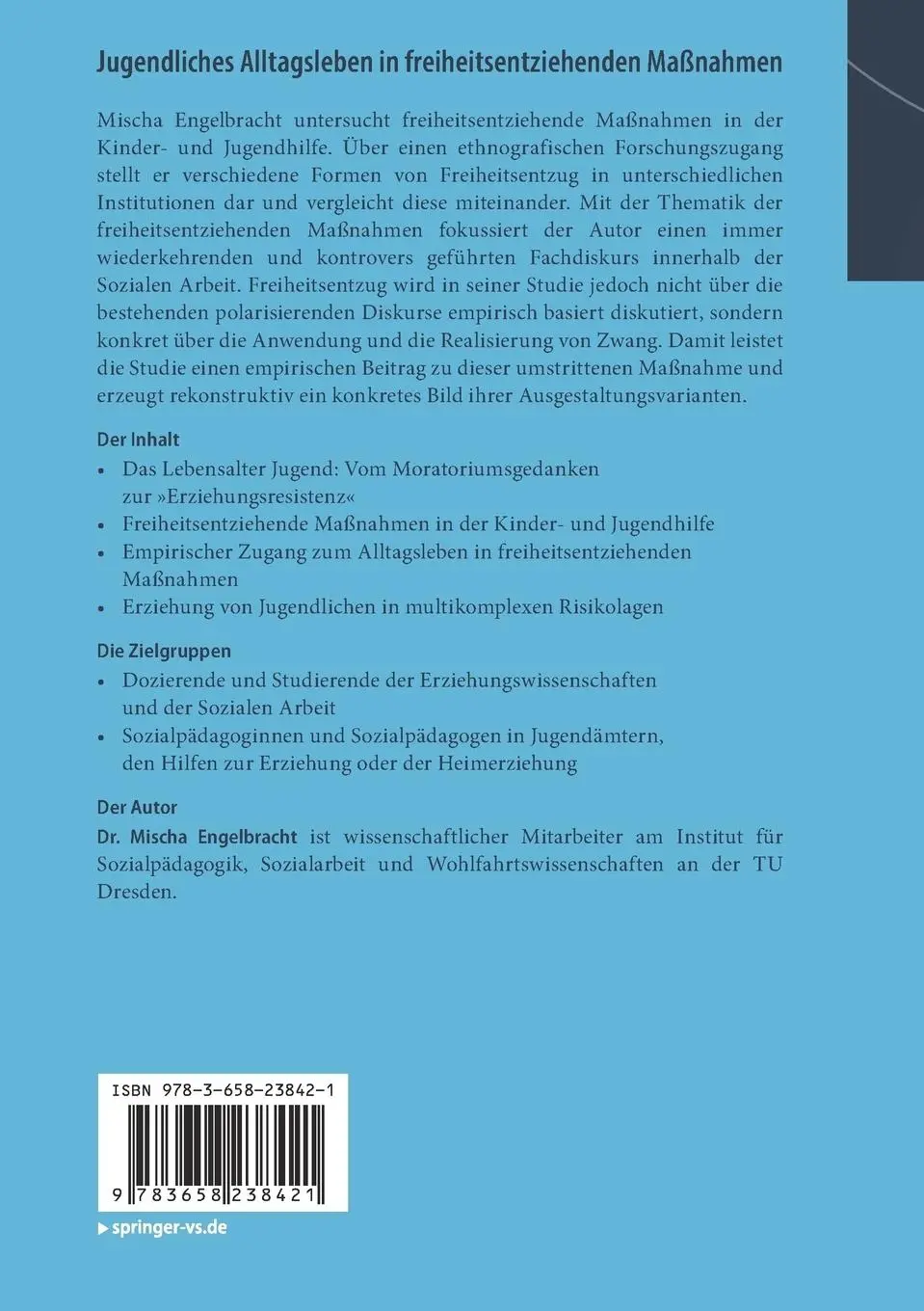 Rückseite: 9783658238421 | Jugendliches Alltagsleben in freiheitsentziehenden Maßnahmen | Buch
