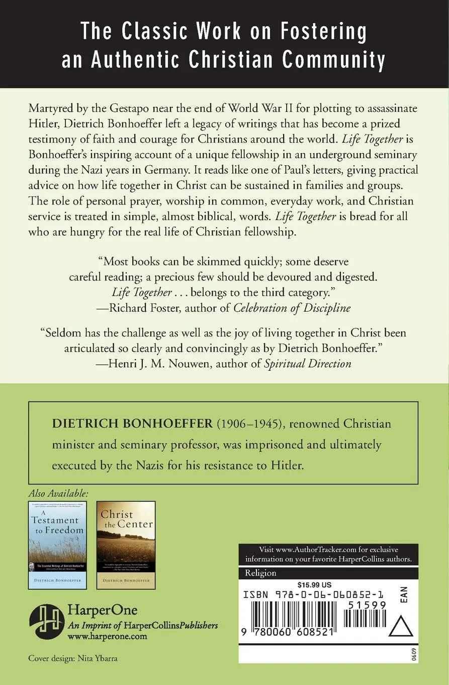 Rückseite: 9780060608521 | Life Together | The Classic Exploration of Christian Community | Buch