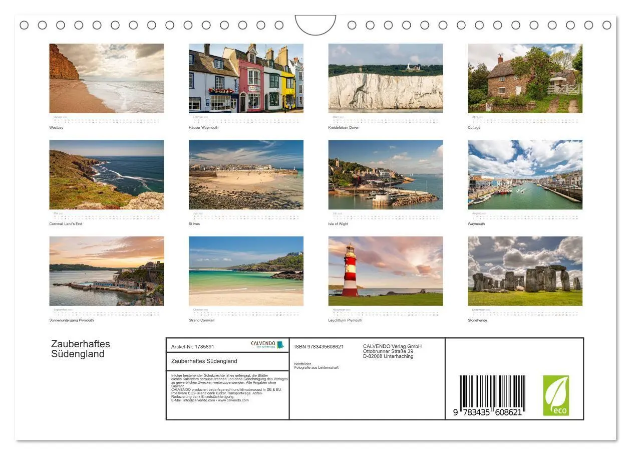 Bild: 9783435608621 | Zauberhaftes Südengland (Wandkalender 2025 DIN A4 quer), CALVENDO...