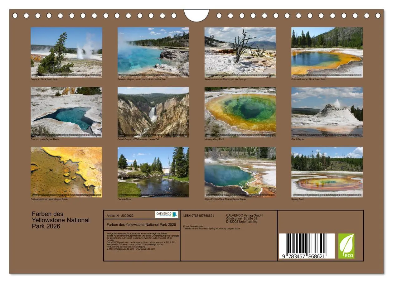 Bild: 9783457868621 | Farben des Yellowstone National Park 2026 (Wandkalender 2026 DIN A4...