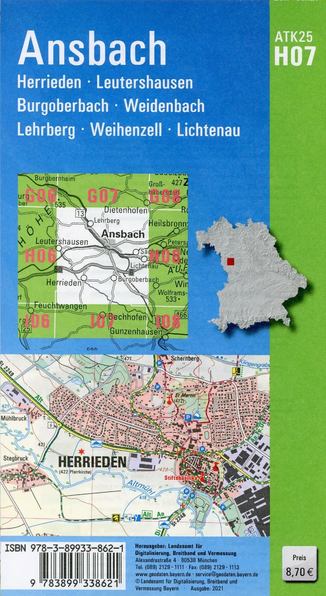 Bild: 9783899338621 | Ansbach 1 : 25 000 | Digitalisierung | (Land-)Karte | Deutsch | 2021