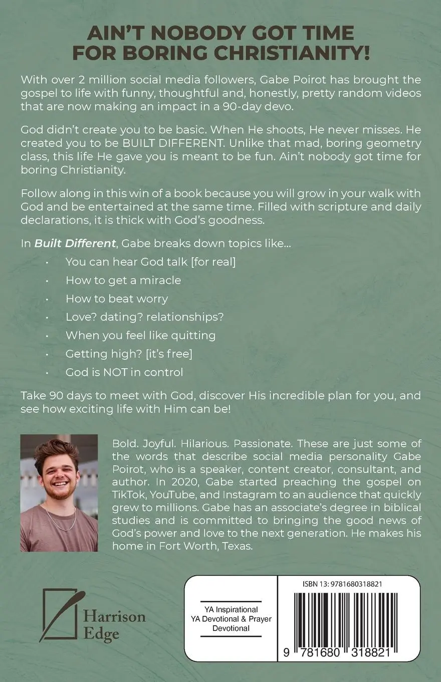 Rückseite: 9781680318821 | Built Different | 90 Days to Becoming all God Wants You to Be | Poirot
