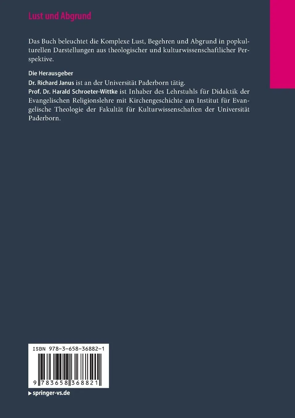 Rückseite: 9783658368821 | Lust und Abgrund | Richard Janus (u. a.) | Taschenbuch | vii | Deutsch