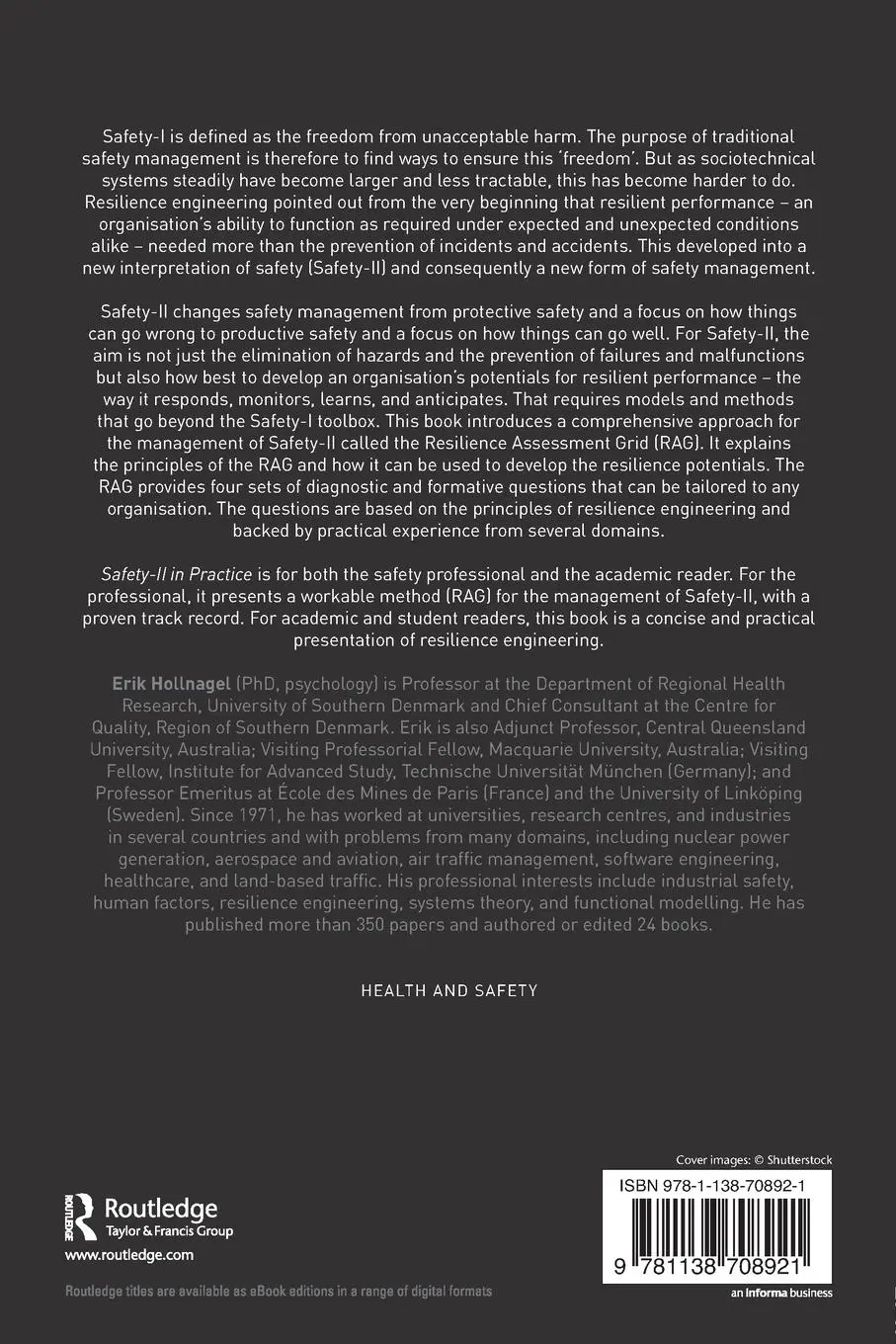 Rückseite: 9781138708921 | Safety-II in Practice | Developing the Resilience Potentials | Buch