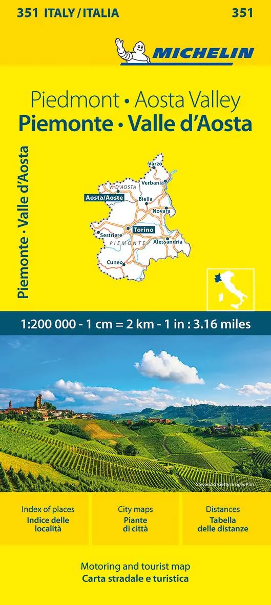 Cover: 9782067258921 | Michelin Piemonte, Valle d' Aosta - 351 | (Land-)Karte | 1 S. | 2023