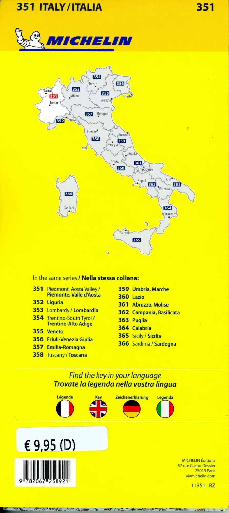 Bild: 9782067258921 | Michelin Piemonte, Valle d' Aosta - 351 | (Land-)Karte | 1 S. | 2023