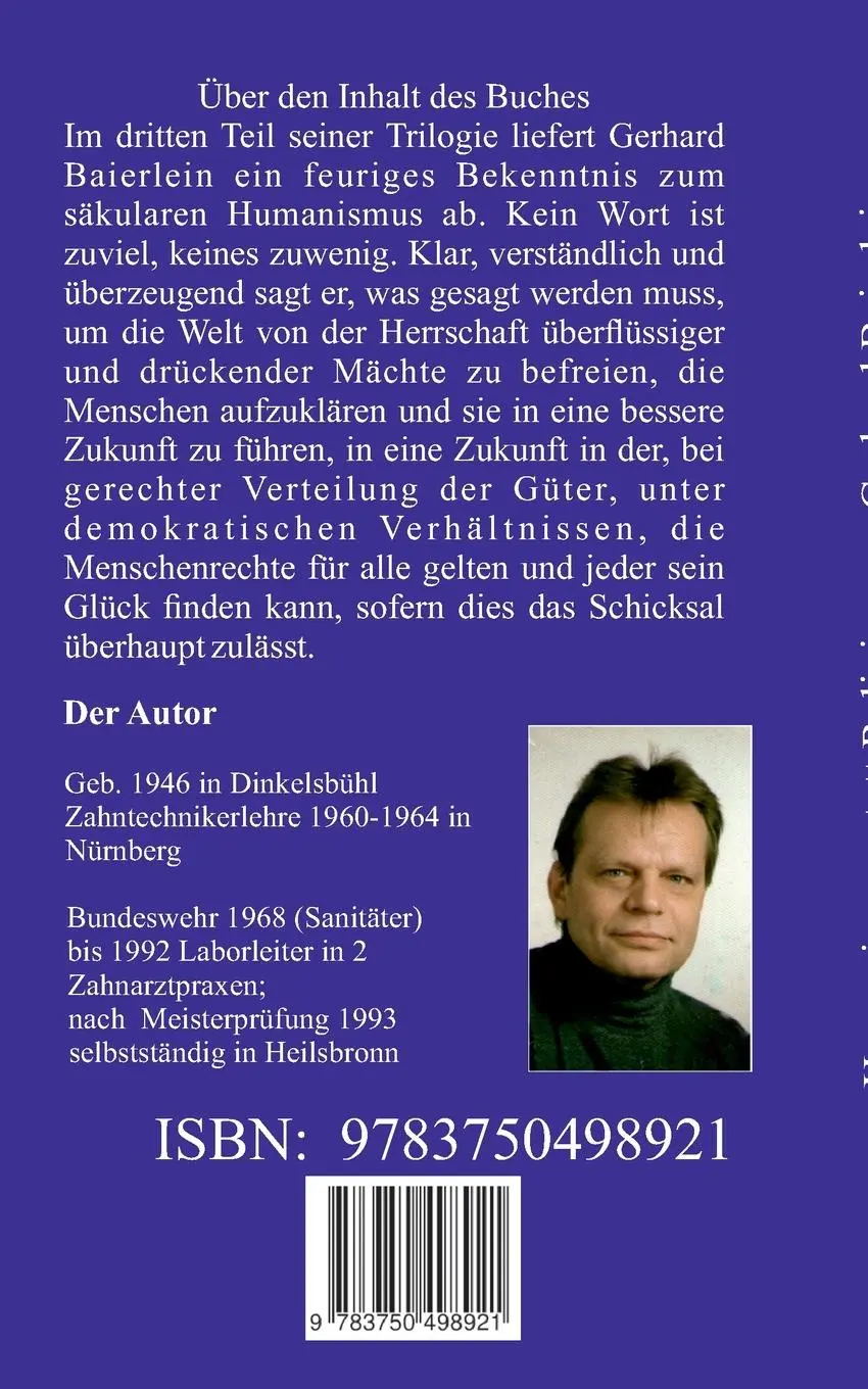 Rückseite: 9783750498921 | Humanismus statt Religionen | Gerhard Baierlein | Taschenbuch | 48 S.