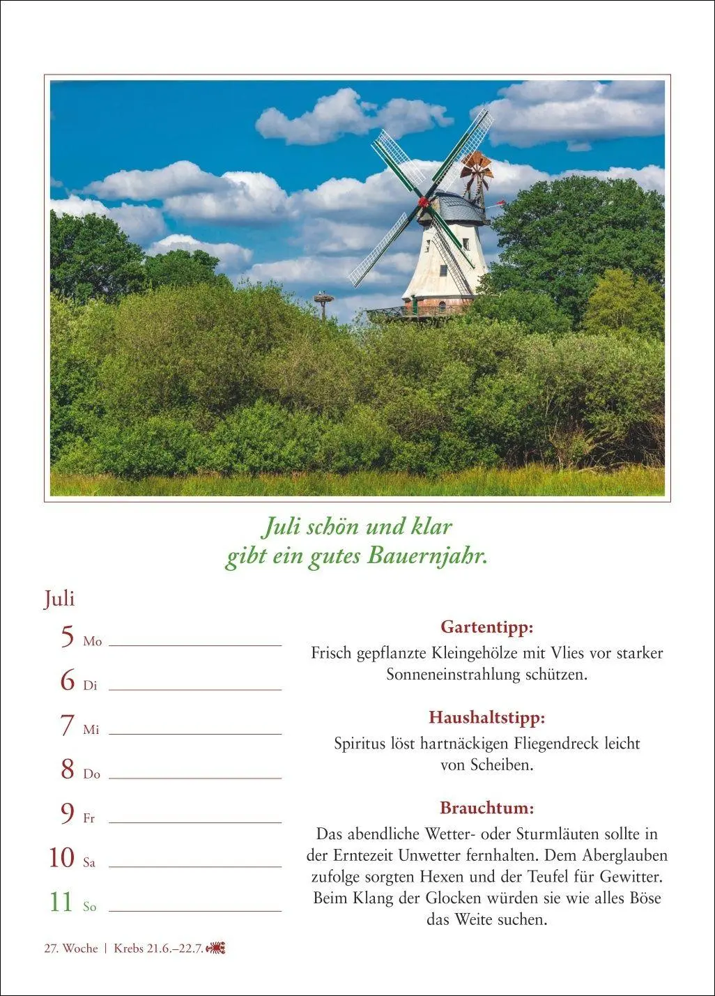 Bild: 9783840038921 | Bauernweisheiten Wochenkalender 2027 - Bauernregeln, Brauchtum,...