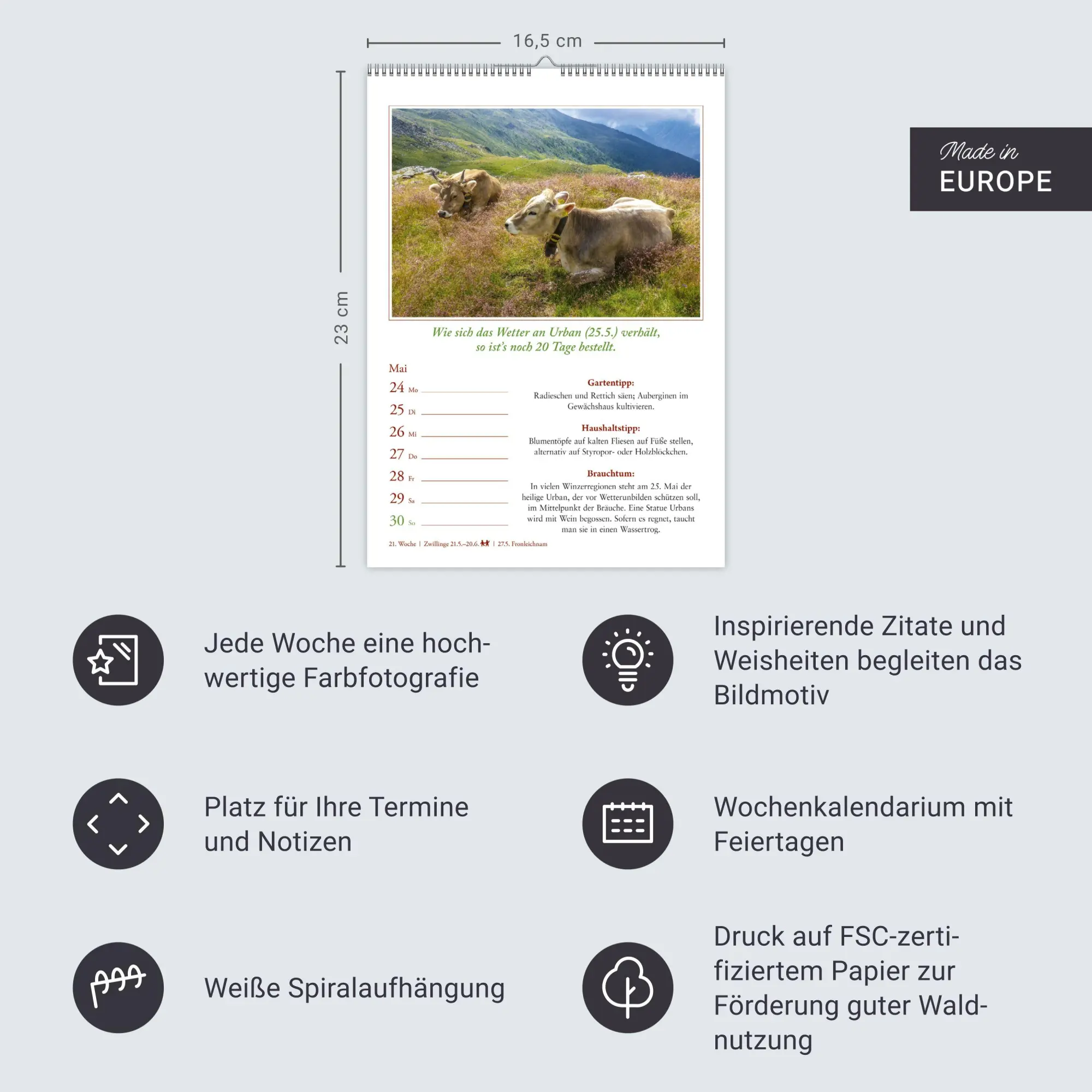 Bild: 9783840038921 | Bauernweisheiten Wochenkalender 2027 - Bauernregeln, Brauchtum,...