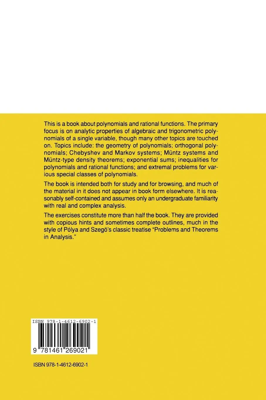 Rückseite: 9781461269021 | Polynomials and Polynomial Inequalities | Tamas Erdelyi (u. a.) | Buch