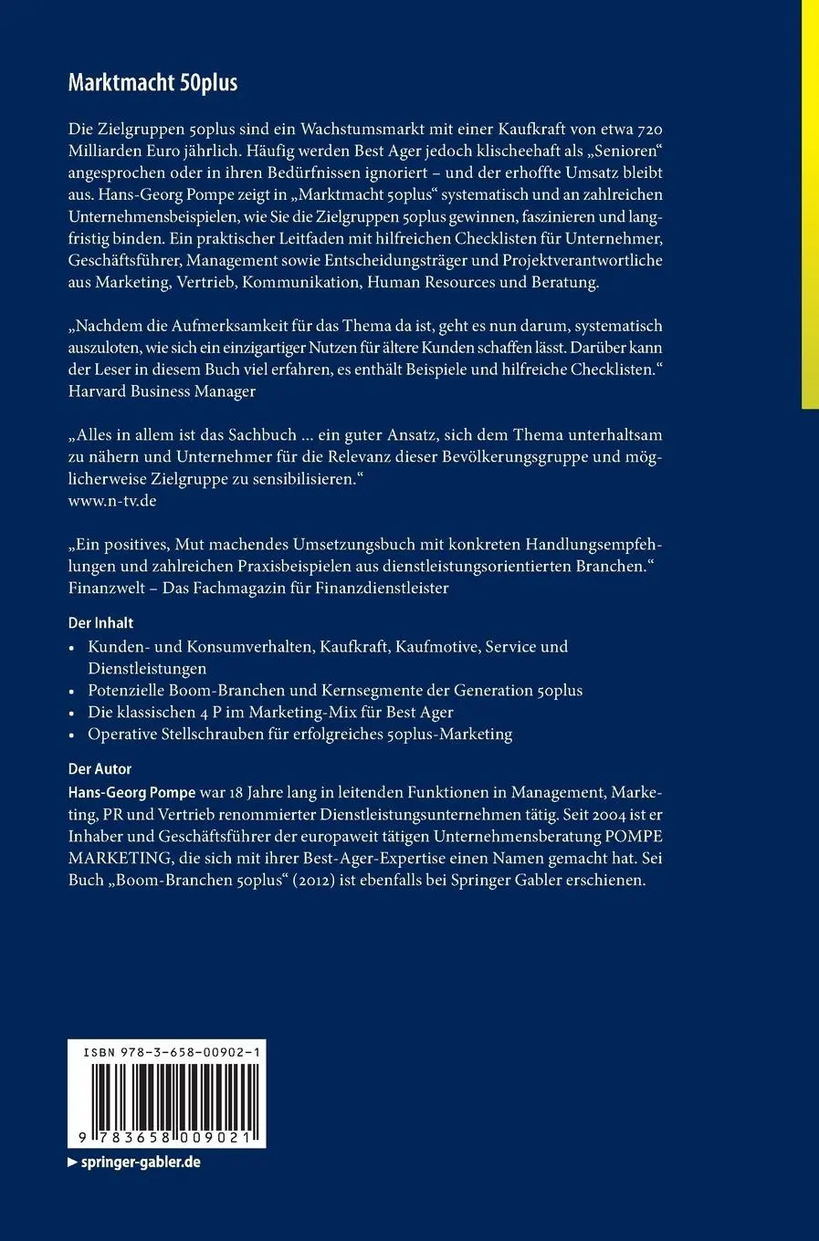 Rückseite: 9783658009021 | Marktmacht 50plus | Hans-Georg Pompe | Buch | xii | Deutsch | 2012