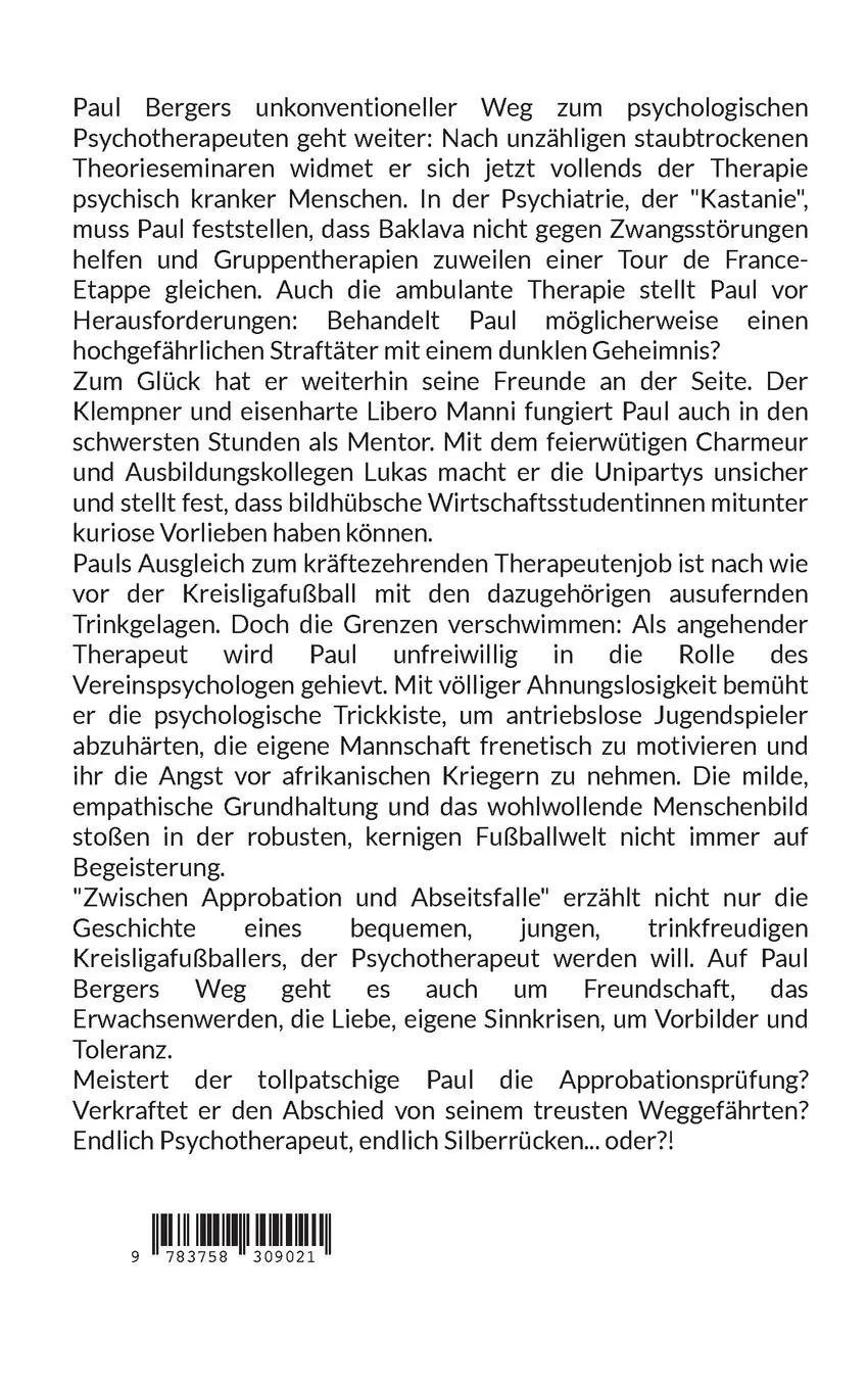 Rückseite: 9783758309021 | Zwischen Approbation und Abseitsfalle | Endlich Psychotherapeut?!