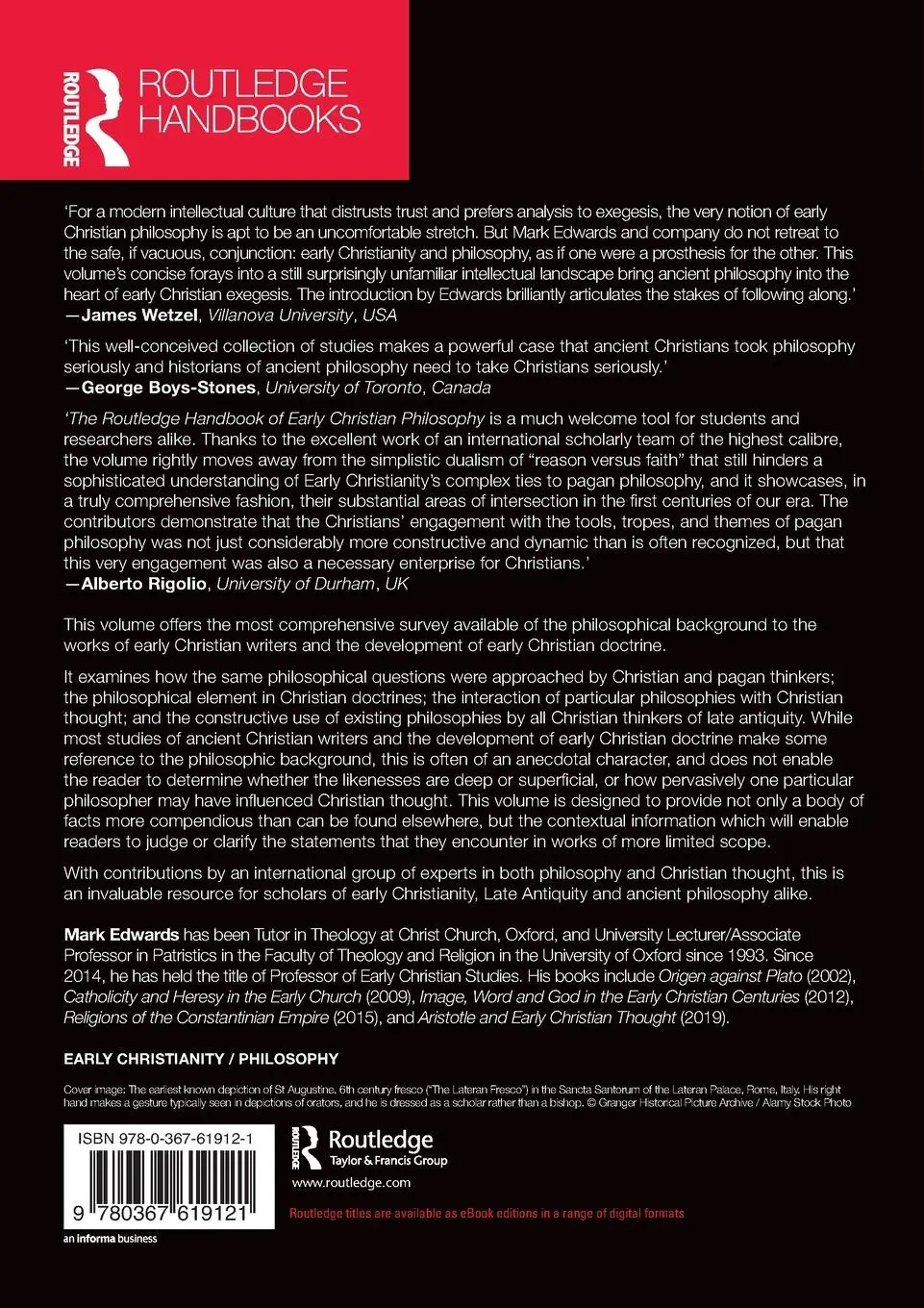 Rückseite: 9780367619121 | The Routledge Handbook of Early Christian Philosophy | Mark Edwards