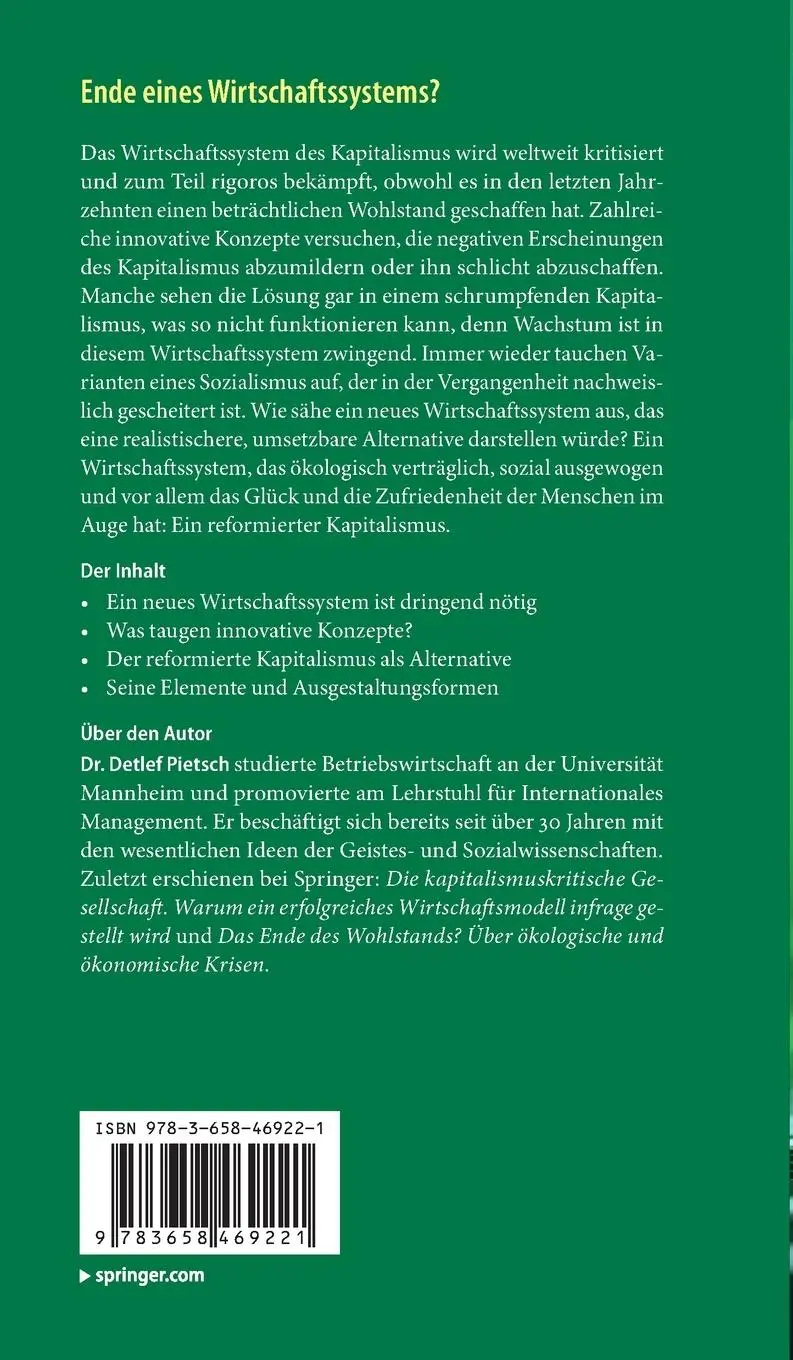 Rückseite: 9783658469221 | Ende eines Wirtschaftssystems? | Detlef Pietsch | Buch | xii | Deutsch