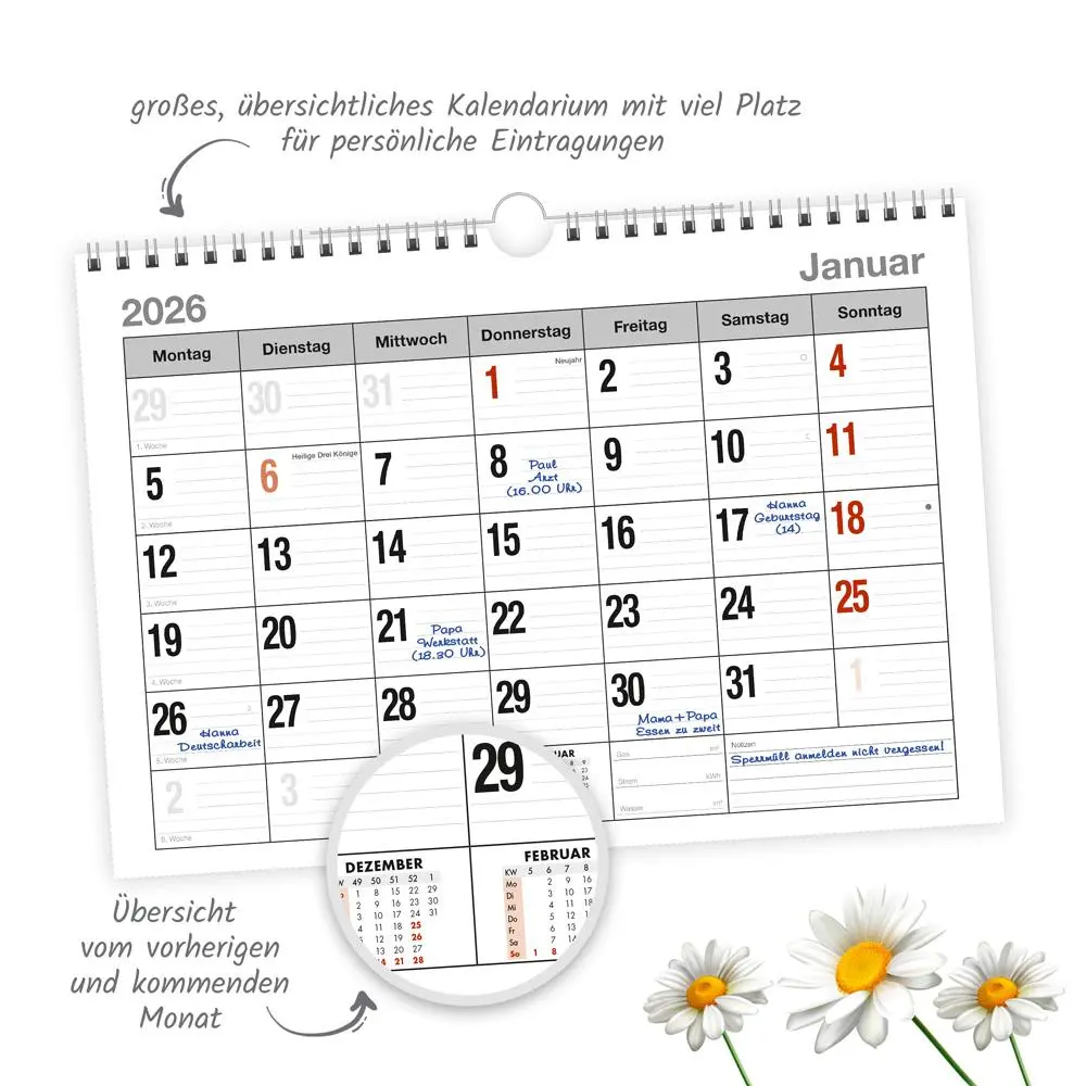 Bild: 4251901509321 | Trötsch Monatsterminer Monatsterminkalender 2026 mit Wire-O-Bindung