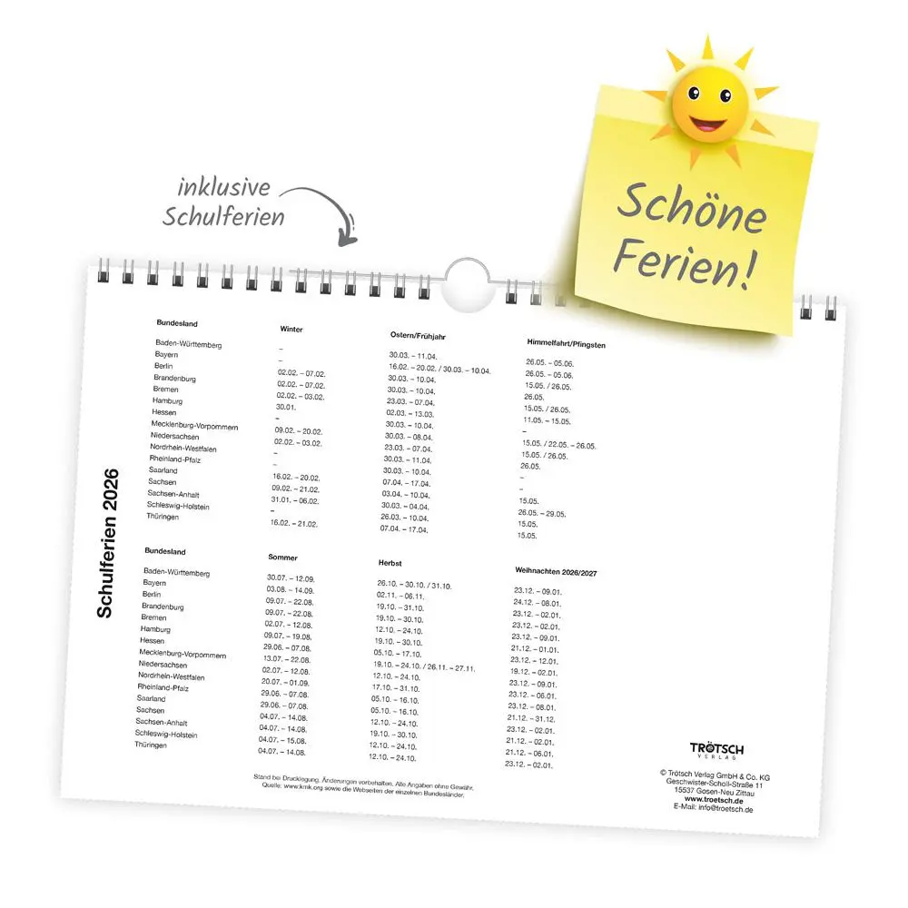 Bild: 4251901509321 | Trötsch Monatsterminer Monatsterminkalender 2026 mit Wire-O-Bindung