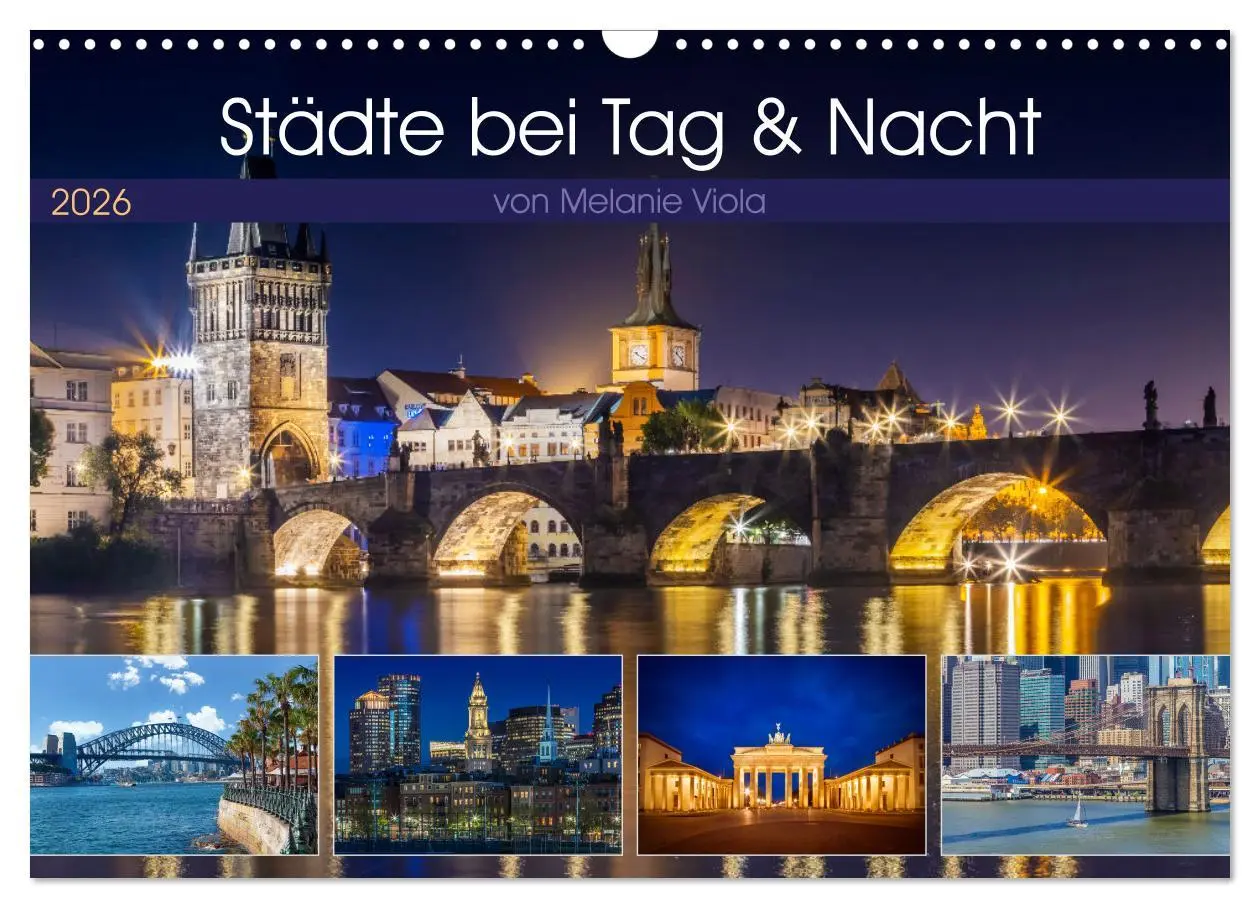 Cover: 9783457559321 | Städte bei Tag und Nacht (Wandkalender 2026 DIN A3 quer), CALVENDO...